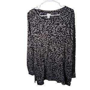 Chico's Sweatshirt Women's 2 Large Gray Pullover Round Neck Long Sleeve